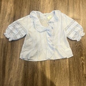 Aerie Light Blue Ruffled Blouse